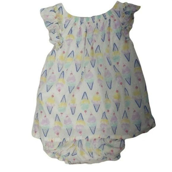 Wonder Nation 0/3‎ Months 2 Piece Ice Cream White summer Outfit - Picture 2 of 11